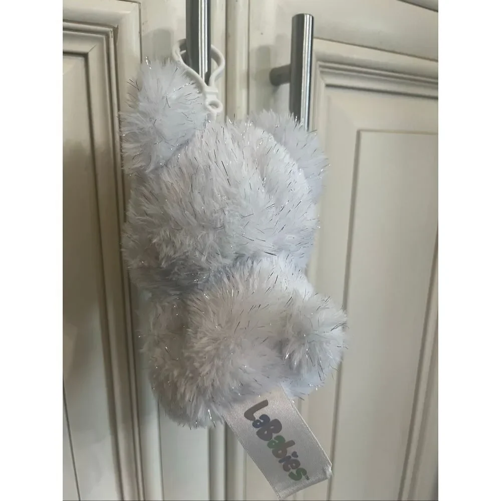 LaBabies Roro Sparkle Monster Clip On Plush Toy Stuffed Animal White Silver NWOT